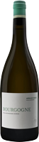 Eine Weinflasche mit länglichem, dunklem Glas. Der Flaschenhals hat einen grünen Schraubverschluss. Auf dem Etikett steht -BOURGOGNE- in klaren Buchstaben.